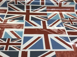 FRYETTS PVC Vintage Union Jack Fabric,Wipe Clean,Table/Oilcloth.Full/1/2 mt - Picture 1 of 4