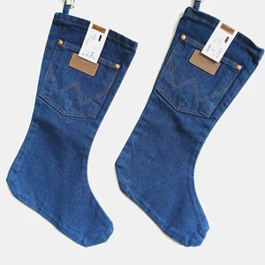 NWT Wrangler Blue Denim Christmas Stockings *Pair* - Picture 1 of 6