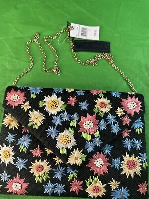 Винтажный La Regale бисером застежки с цветочным узором вечерняя сумка черный маленький - Изображение 1 из 4