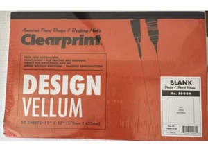 2x Clearprint 10001416 16 lbs. 11" x 17" Vellum Paper - Trans WHT (50/Pad) New - Picture 1 of 2
