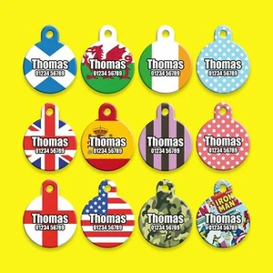 Personalised Disc Pet ID Tags UV Stable Custom Metal Dog Name Engraved - Picture 1 of 31