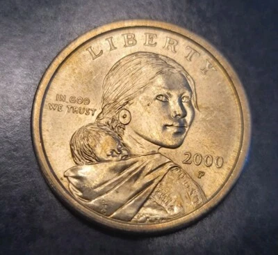 2000 P Sacagawea One Dollar Coin US Liberty Gold Color Philadelphia Mint - Image 1 of 3