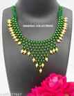 Quality Crystal Big Green Beads And Pearl Necklace Marathi Nepali Jewelry Set