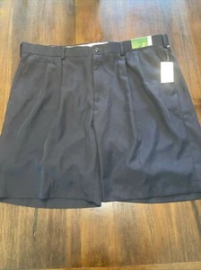 Louis Raphael Navy Blue Polyester Twill Golf 2 Pleat Shorts Men's Size 42 - Picture 1 of 3