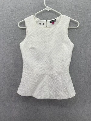 Blusa feminina Vince Camuto peplum branca sólida sem mangas tamanho 0 forrada - Imagem 1 de 4