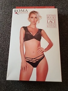 Roma Confidential Spitzen BH Set - Elegante Schwarze Dessous mit gekreuztem Unterteil - Bild 1 von 4