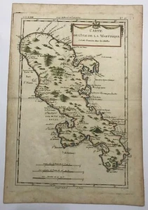 MARTINIQUE ANTILLEN um 1750 UNGEWÖHNLICHE ANTIKE GRAVIERTE KARTE 18e JAHRHUNDERT  - Bild 1 von 5