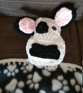 Crocheted Black And White Dog Baby Lovey Toy - Picture 1 of 4