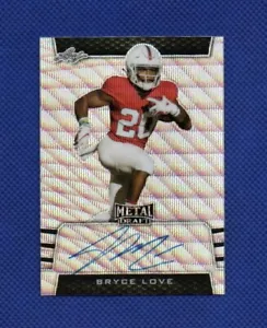 2019 Leaf Metal Draft Bryce Love Silver Wave Rookie Autographed Card! Stanford! - Picture 1 of 3