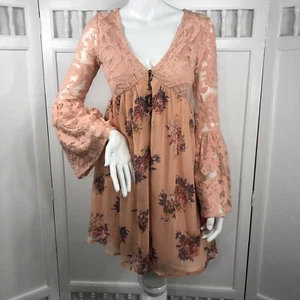 Xhilaration Dress Empire Waist Womens Size S Lace Bell Sleeves Boho - Picture 1 of 9