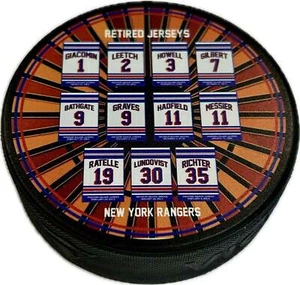 New York Rangers Retired Jersey Numbers Hockey Puck - Picture 1 of 2