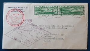 USA 1930 65c Graf Zeppelin C13 Pair First Round Flight Cover Ohio VFXF Flag 4224 - Bild 1 von 2
