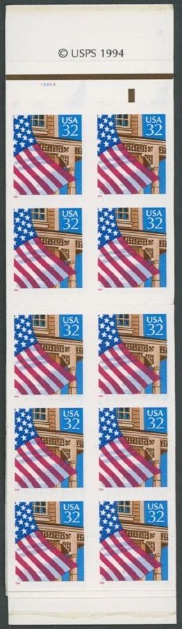 1996, US FLAG OVER PORCH, ERROR BOOKLET WITH DIE CUTTING OMITTED, SC. #2921e - Image 1 of 3