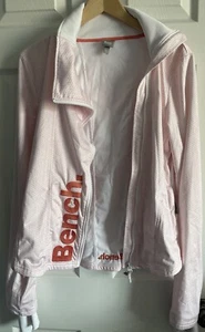 Bench Full Zip Jacket Women's Large L Asymmetrical Zip Neck Pockets Orange White - Picture 1 of 20