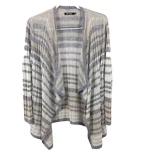 Nic + Zoe Women’s Size M Striped Linen Blend Open Fromt Cardigan Sweater Casual - Picture 1 of 6