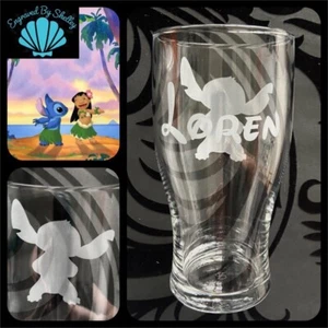 Lilo und Stitch personalisiertes Disney handgefertigtes Pint Glas Geschenk GRATIS Name graviert! - Bild 1 von 12