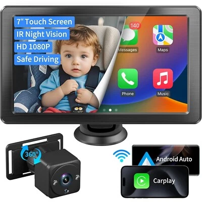 Car Baby Monitor with Wireless CarPlay Support Camera with 7" HD Touch Screen - Image 1 of 4