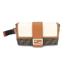 FENDI Baguette Body Shoulder Bag Canvas Leather Brown 7VA472 Purse 90213120