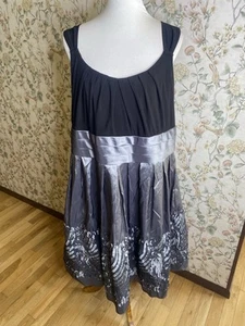 Vestido Plisado Mujer R&M Richards Negro/Topo Elegante Cóctel Fiesta Talla 18W - Imagen 1 de 8