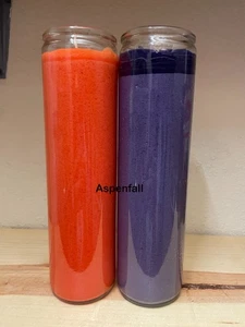 Orange & Layered Purple Candle -Unscented 2"x 8" Halloween FREE SHIPPING - Picture 1 of 5