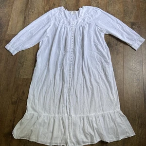 Eileen West | Long Button Up Cotton Lace Trim Nightgown Excellent 2X - Picture 1 of 24