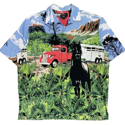 Camisa De Colección Roper Western Horse Truck Manga Corta Cuello Abotonado Talla XLT Foto 1 de 4
