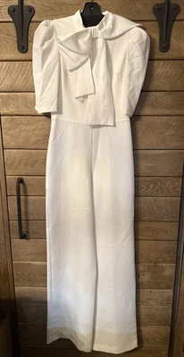 Mono negro Halo Ara arco manga abullonada pierna ancha blanco para mujer talla 4 Foto 1 de 4