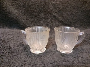 2 Vintage Jeannette Iris & Herringbone Clear Glass Demitasse Cups 2.25" - Picture 1 of 2