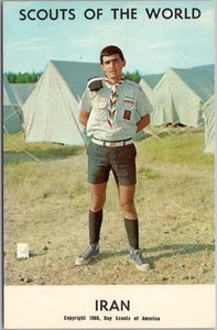 Vintage 1968 "SCOUTS OF THE WORLD" Scouting Postcard - IRAN Camp Scene / Unused - Picture 1 of 2