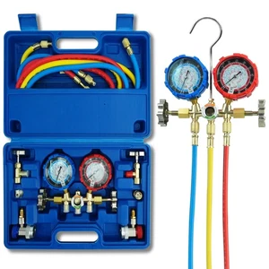 3 Way AC Gauge, AC Manifold Gauge Set for R134a R410a R12 R22 R502 Refrigeran... - Picture 1 of 6