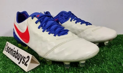 Nike Tiempo Legend VI FG Women's Soccer Shoes, 819256-164, White/Blue, Size 7.5 - Image 1 of 4