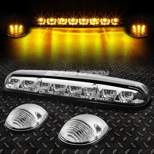 PARA 02-07 SILVERADO/SIERRA 3 PIEZAS CARCASA CROMADA AMARILLO LED CABINA TECHO LUZ DE CIRCULACIÓN - Imagen 1 de 5