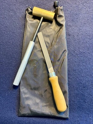 Vtg Nicholson Mill File 7" Mill w/ Wood Handle + Roll Pin Punch Hammer w/Case - Image 1 of 4