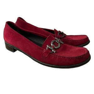 Zapatos Stuart Weitzman Talla 8.5N Mujer Hábito Mocasines Horsebit Gamuza Granate - Imagen 1 de 12