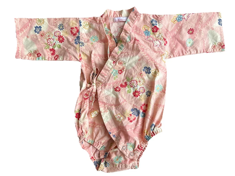 Детское кимоно Lucky Wang NYC с цветочными цветами розовое хлопковое цельный размер 6 месяцев - Изображение 1 из 4