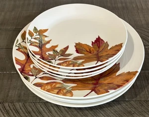 8er Set Royal Norfolk Fall Leaves Thanksgiving 4 Speiseteller 4 Salatteller - Bild 1 von 3