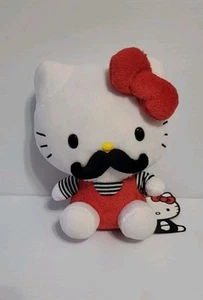 Hello Kitty Sanrio Hot Topic 6 Zoll Plüsch Schnurrbart Streifen Shirt Paris Lätzchen Neu mit Etikett - Bild 1 von 9