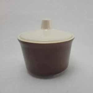 Zuccheriera moderna metà secolo ceramica USA marrone panna - Foto 1 di 11