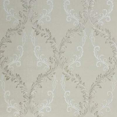 Wallpaper roll beige Textured floral off white tan gray Damask faux woven fabric - Image 1 of 4