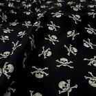 Black Ground Skulls Cotton Poplin Print Fabric 43 inches width Sold by the Yard