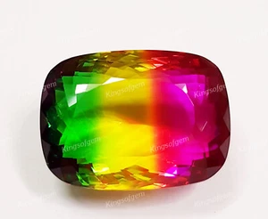 84 Ct Doublet Glass Stone Multi Color Tourmaline Cushion Stone Loose Gemstone - Picture 1 of 6