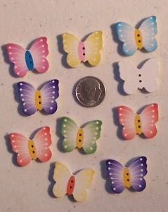 Pkg of 10 BUTTERFLY 2-hole Wood Buttons 1" (24 x 20mm) Craft (1000) NO PINK LEFT - Picture 1 of 4