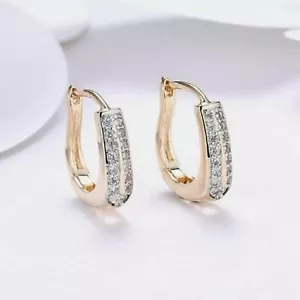 1Ct Round Simulate Diamond Huggie Hoop Wedding Earring in 14K Yellow Gold Plated - Picture 1 of 5