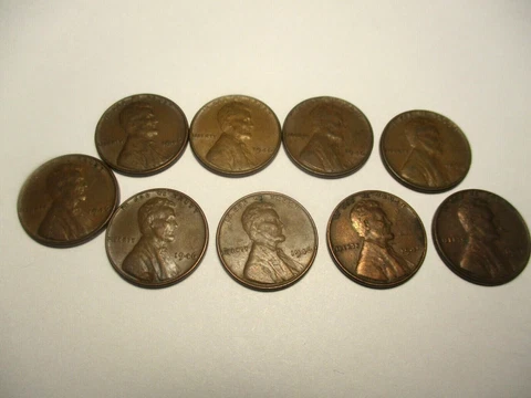 1946 ERROR LINCOLN WHEAT PENNIES MACHING ERRORS COMBO SET OF 9 COINS  #145 Cover