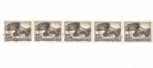 1950 Austria 20S Golden Eagle Stamps Strip 5 SG 1221 FU - Picture 1 of 1