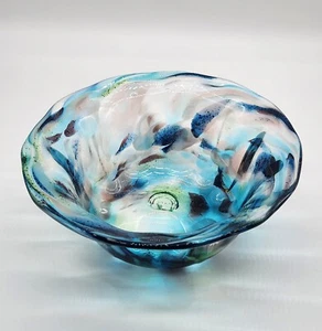 Glas Kunst Schüssel mehrfarbig, bunte Glas Schüssel, Mid Century Glas 7,5 Zoll D - Bild 1 von 19