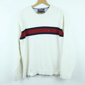Tommy Hilfiger Mens XL Sweater 90s Y2K Logo Stripe Skater Streetwear Baggy VTG - Picture 1 of 11