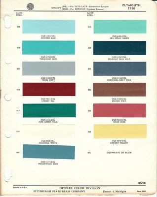 Plymouth Fury Belvedere Savoy 1956 y 1957 virutas de pintura (Ditzler y Dupont) Foto 1 de 4