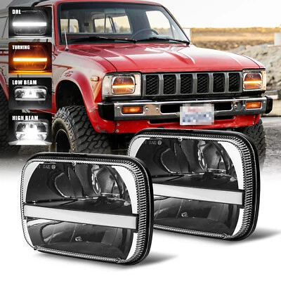 Pair 5x7 7x6" LED Headlights H4 Beam For Toyota Pickup Hardbody Truck 1982-1995 - Image 1 of 4