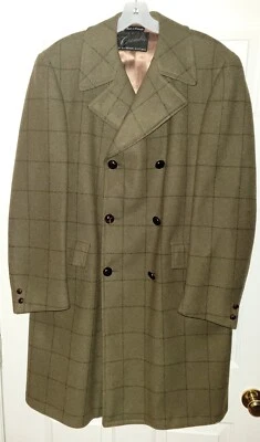 Vtg Crombie Men's Wool Green Overcoat Scotland Union made Freedman 47 inch chest - Image 1 of 4